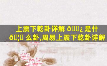 上震下乾卦详解 🌿 是什 🦊 么卦,周易上震下乾卦详解